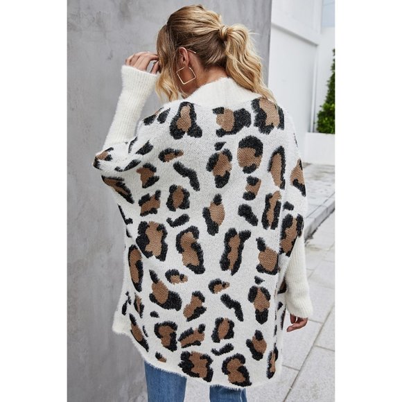 Cozy Boho Leopard Print Open Front Cardigan - Picture 4 of 8